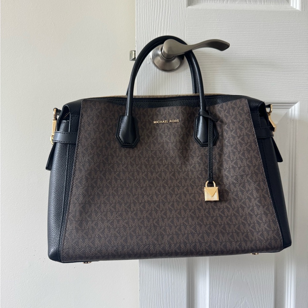 Michael Kors Black and Brown Signature Tote